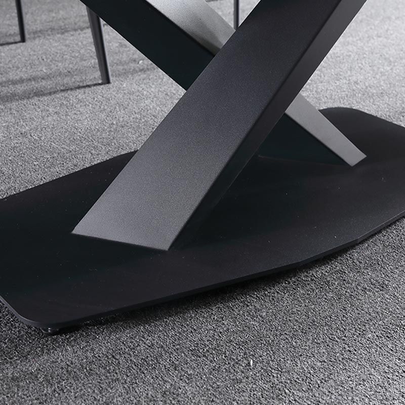 Simple Stone Top Dinette Table Metal Base Dining Table for Living Room