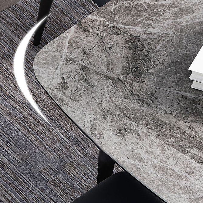 Contemporary Sintered Stone Top Gray Dining Set Rectangle Shape Standard Dining Set for Kitchen