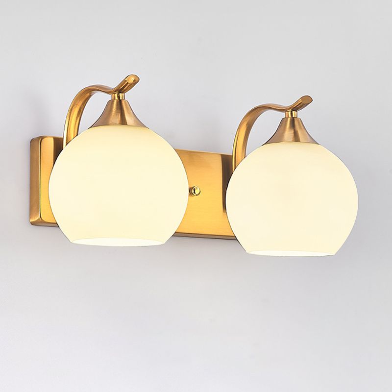 Modern Metal Wall Sconce Dome Shape Vanity Lamp with Glass Shade for Bathroom