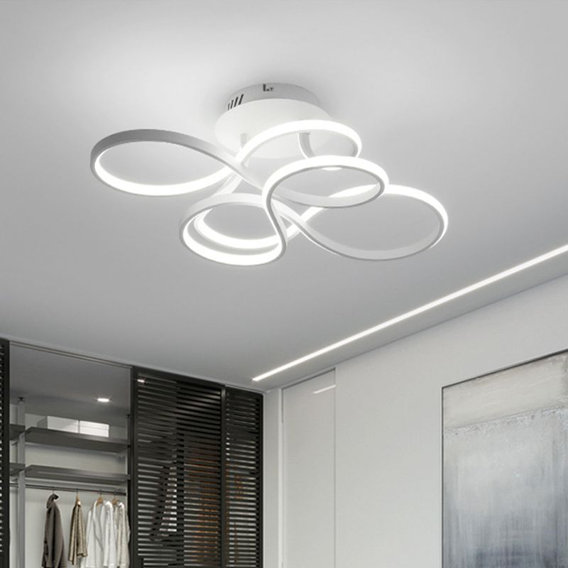 Acryl gedraaid semi-inbouwarmatuur eigentijds zwart/goud/wit LED-plafondgemonteerd licht, wit licht