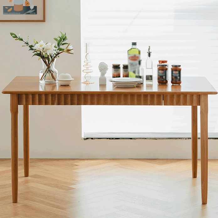 Solid Wood Dining Table Modern Rectangle Dining Table with 4 Legs