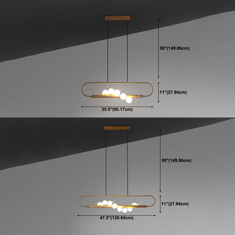 Luces colgantes de isla esférica de iluminación colgante moderna con sombra de vidrio blanco