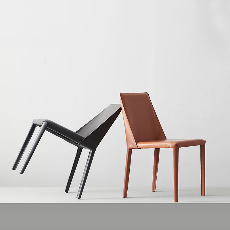 Contemporary Faux Leather Dining Chairs Upholstered Parsons Side Chair