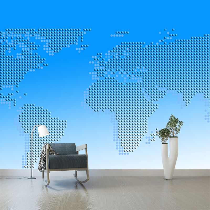 Illustration Stain Resistant Mural Wallpaper World Map Sitting Room Wall Mural