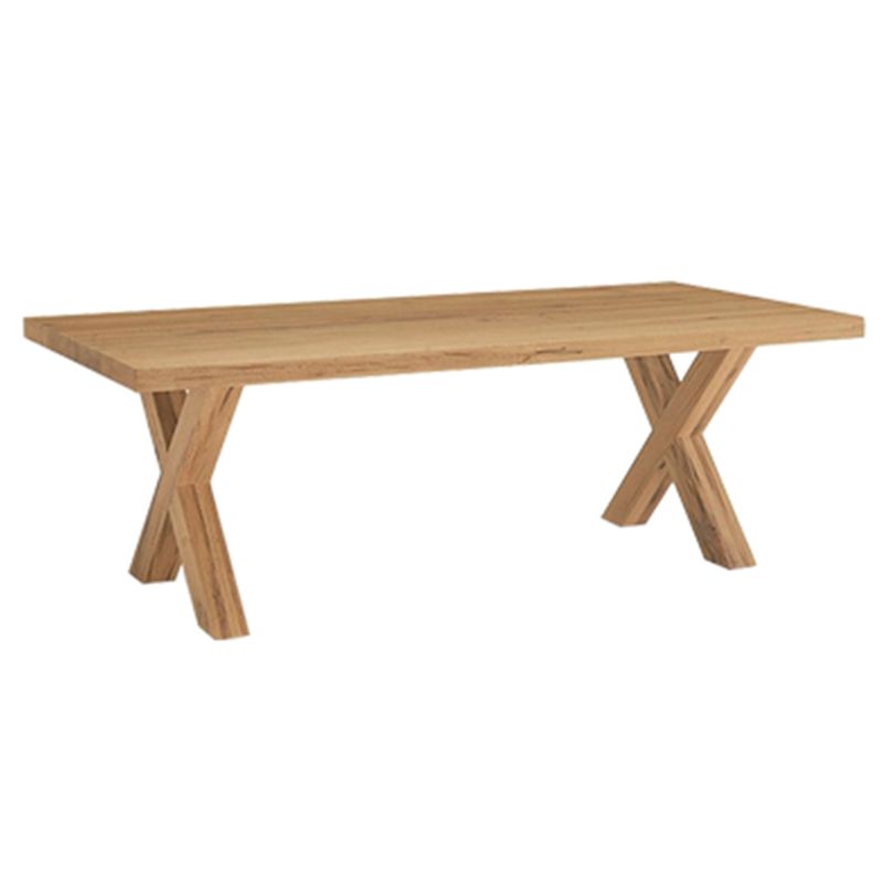Table à manger rectangulaire industrielle en bois de pin avec double piédestal pour restaurant