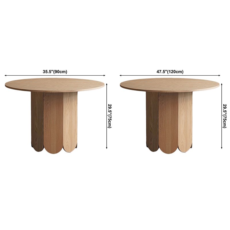Oak Wood Round Dining Table Kitchen Table in Nature with Wooden Pedestal