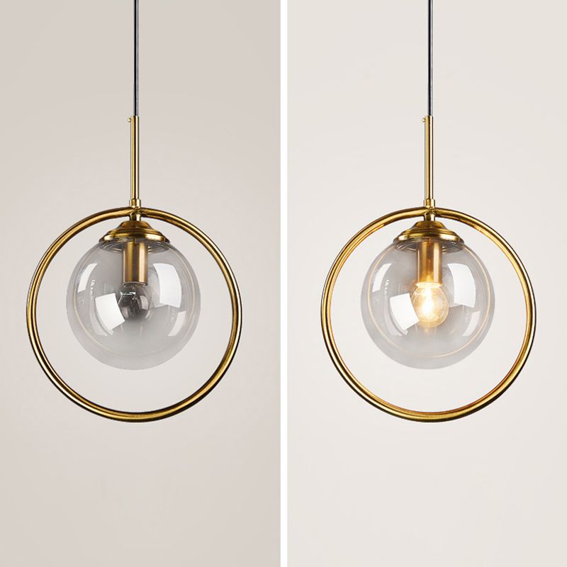 Luminaires suspendus en métal Globe lampe de suspension nordique avec nuance en verre