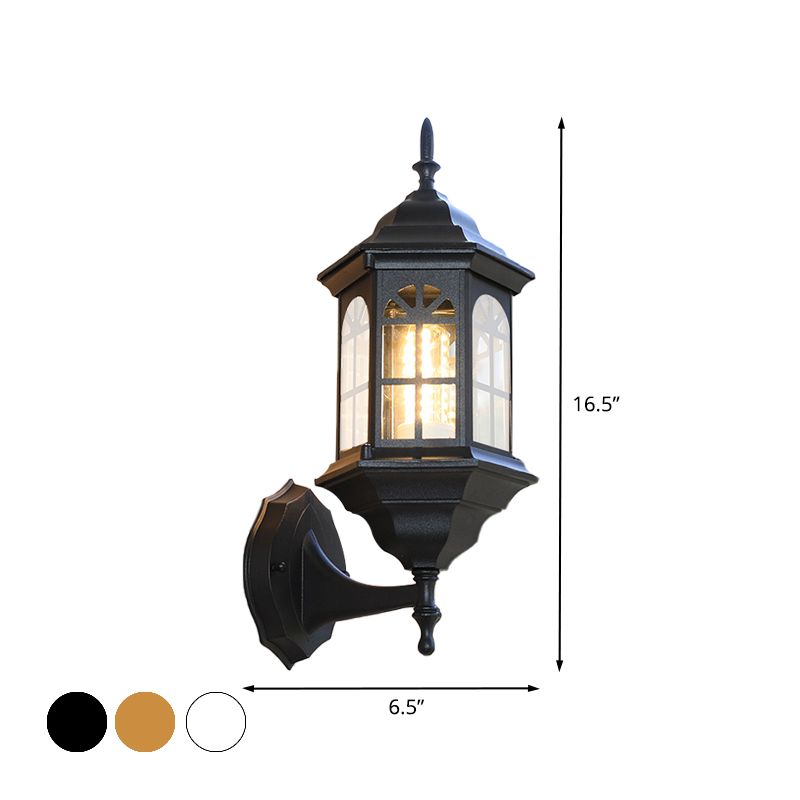 Castle Shape Aluminum Wall Lighting Countryside 1-Bulb Outdoor Wall Lamp Sconce in White/Black/Brass