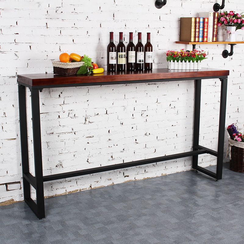 Industrial Solid Wood Bar Table Black Frame Dining Table for Bistro
