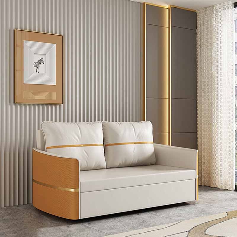 Faux Leather Convertible Sofa Bed with Pillows Seating with Storage