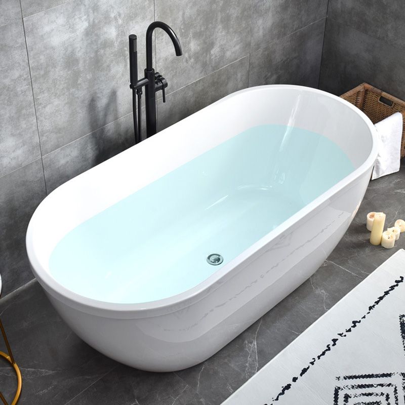 Stand Alone Oval Bath Acrylic Soaking White Modern Center Bathtub