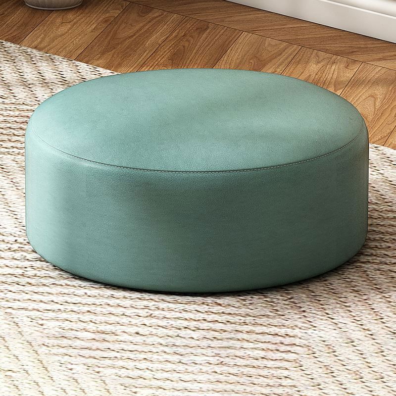 Solid Color Pouf Fabric Round Scratch Resistant Contemporary Pouf Ottoman