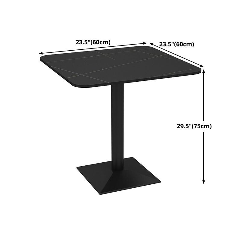 Industrial Style Dining Table Black Sintered Stone Table with Metal Base