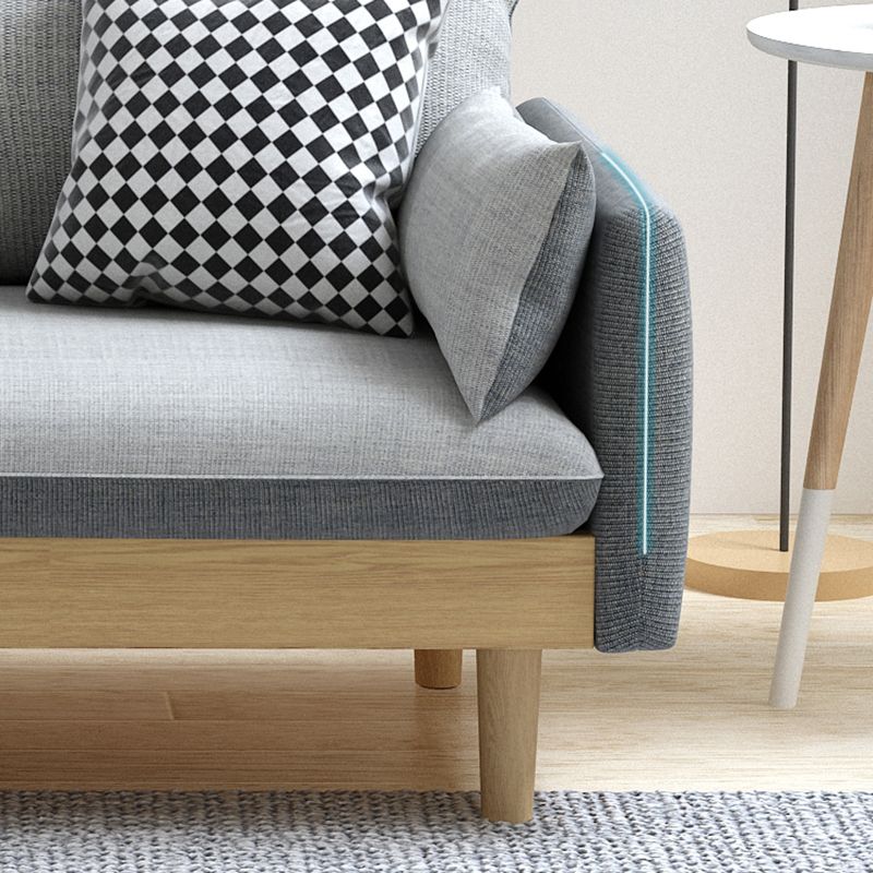 Stoff grau 3-Sitz-Quadratarmsofa Nordic mit 2 Kissen Liebeseat