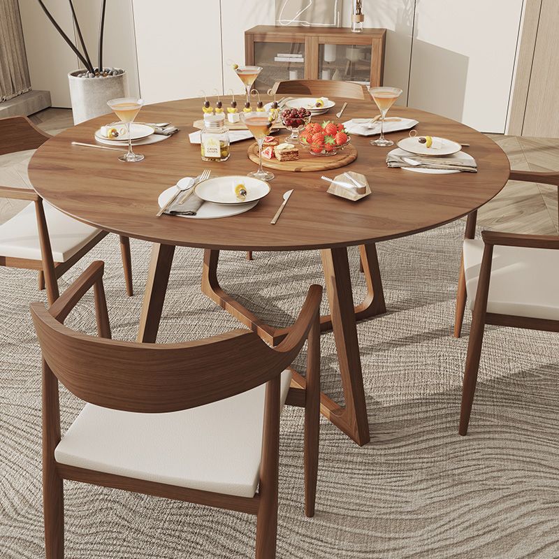 Modern 1/5/7 Pieces Dining Set Round Pine Wood Dining Table for Dining Room