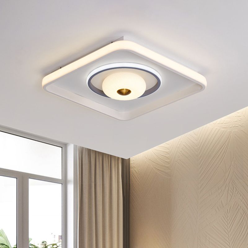 Square/Rectangle LED Ceiling Flush Modern Style Acrylic White Flush Mount Lamp with Donut Design