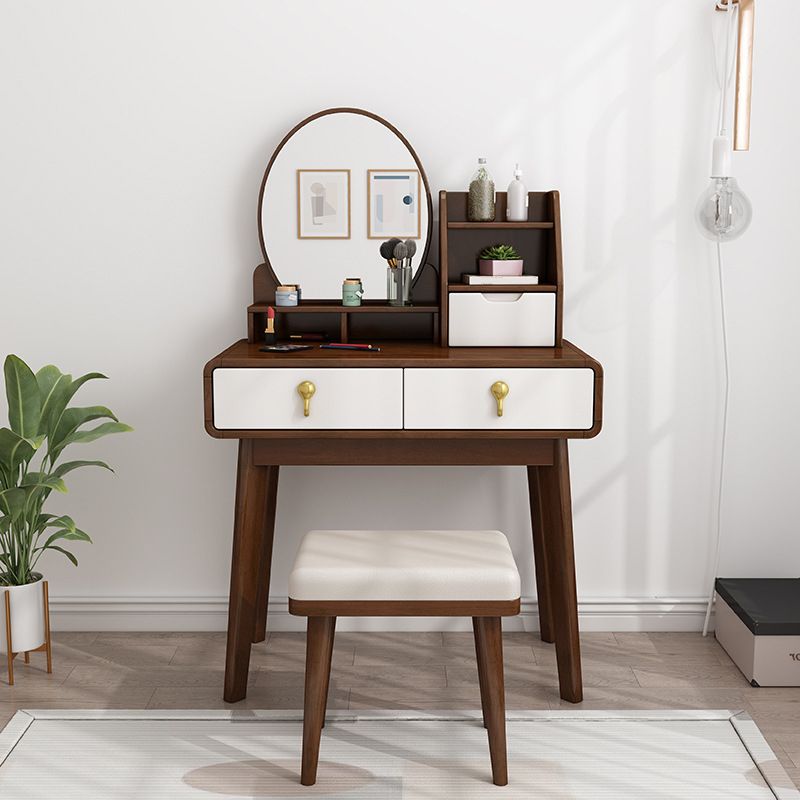 Wood-based Panel Walnut/log with 2 Drawers and Dressing Table with Storage Racks
