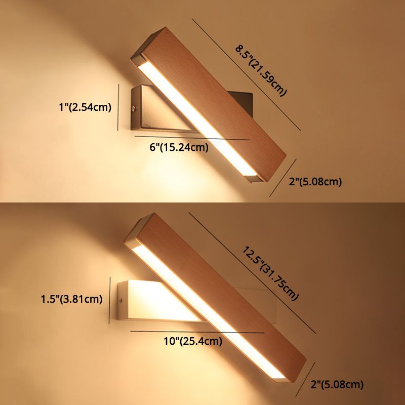Rectangular Wood Wall Lighting Fixtures Modern Wall Mounted Light Fixture for Bedroom