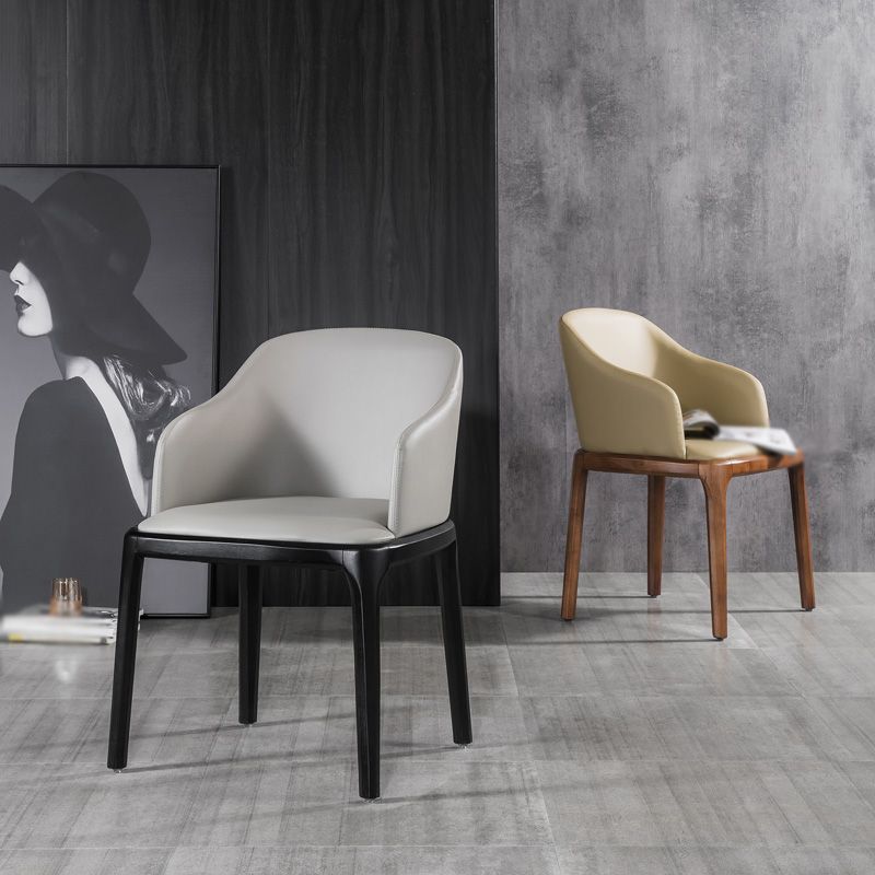 Silla de comedor de madera moderna, sillas de comedor de cuero sintético para uso doméstico