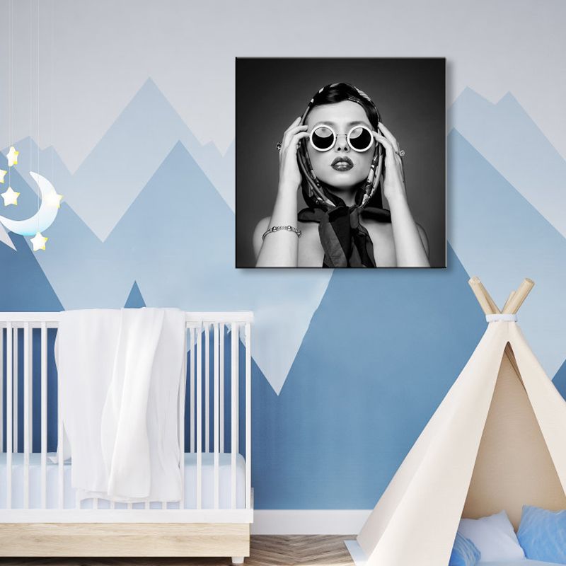 Modieus meisje muur kunst decor pastel kleur canvas schilderij, getextureerd, meerdere maten