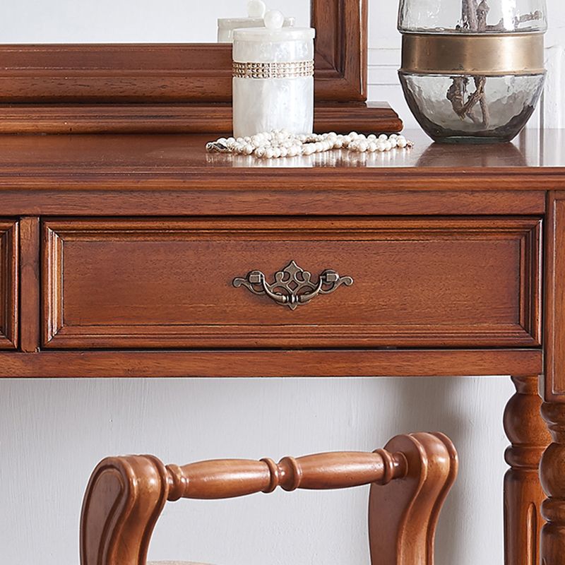 Wood Traditional Vanity Dressing Table 2-Drawer Makeup Vanity Desk