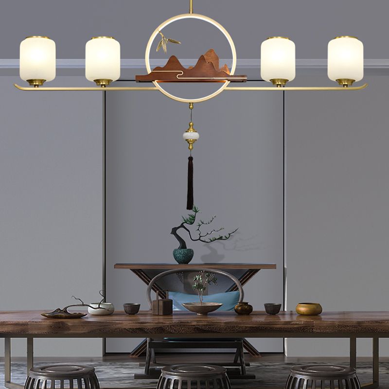 Éclairage d'éclairage de l'île Cylinder 5 Éclairage d'îlot de cuisine léger avec une teinte en verre