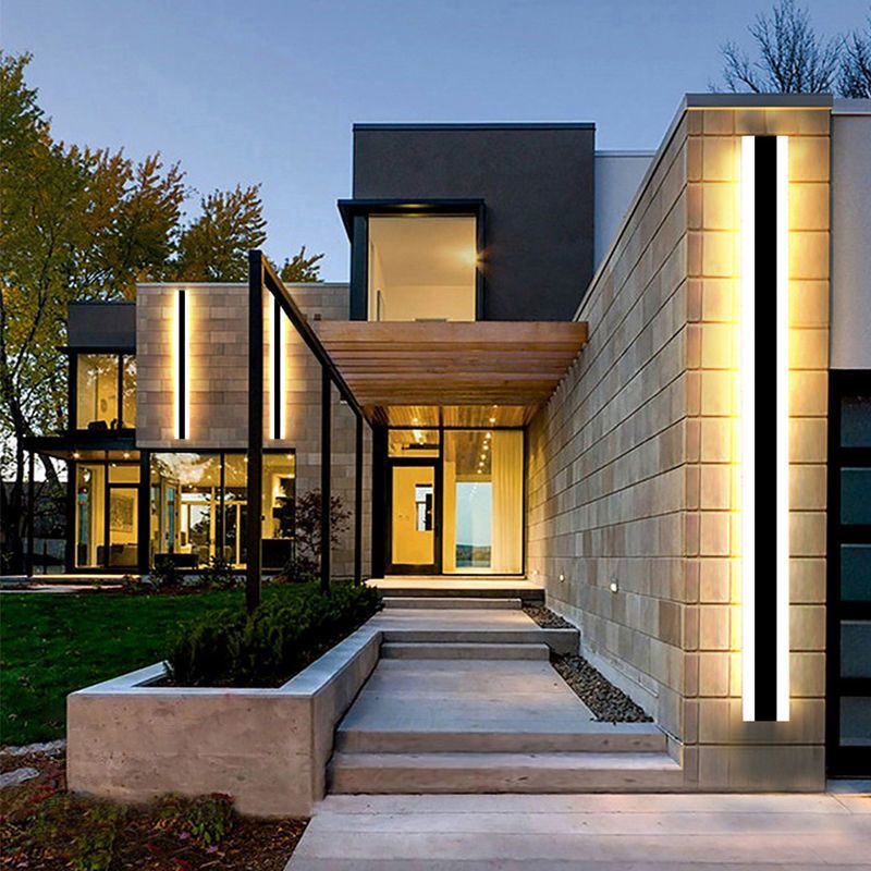 Linear Wall Lighting Simplicity Metal 1 Light Wall Sconces in Black