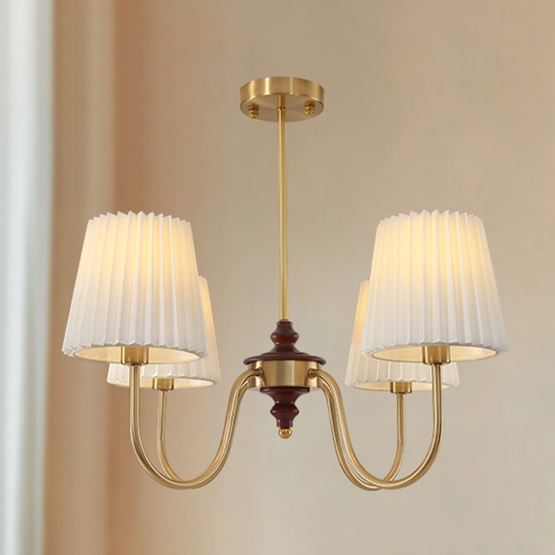 French Style Ceiling Light Cylinder Shape Ceiling Lamp with Fabric Shade for Bedroom