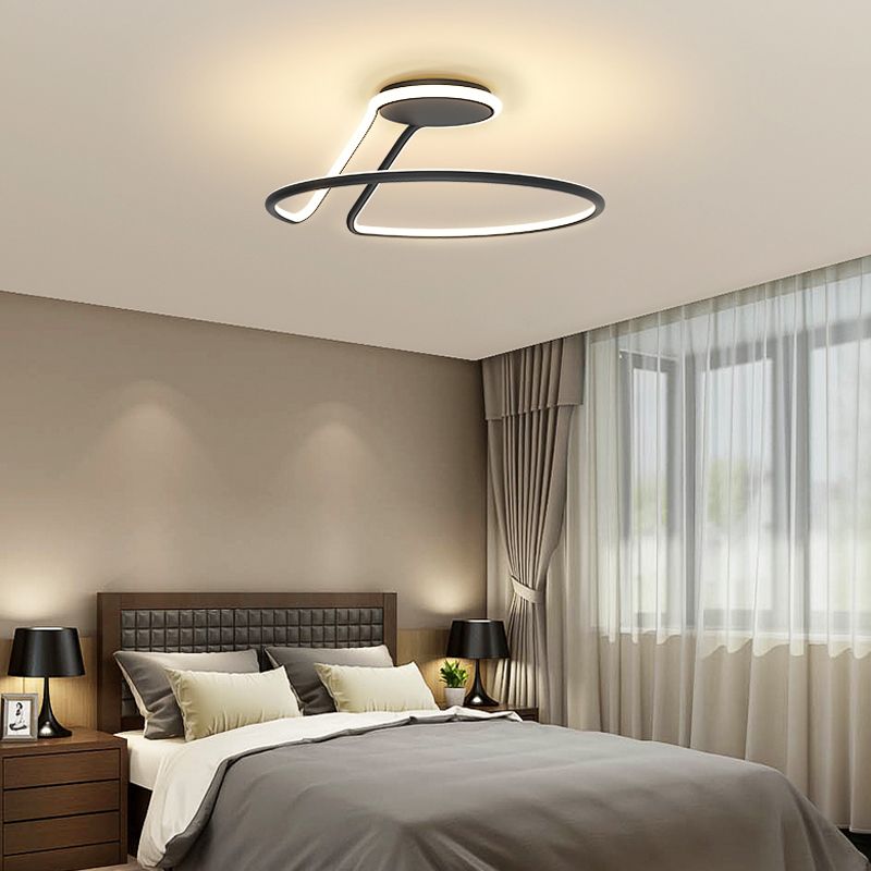 Line Shape LED Ceiling Lamp Modern Iron 1 Light Flush Mount for Bedroom