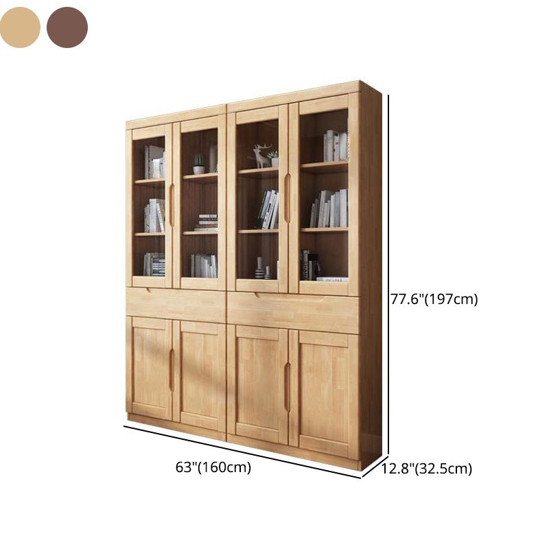 Contemporary Style Bookshelf Solid Wood with Door Bookcase for Office Study Room