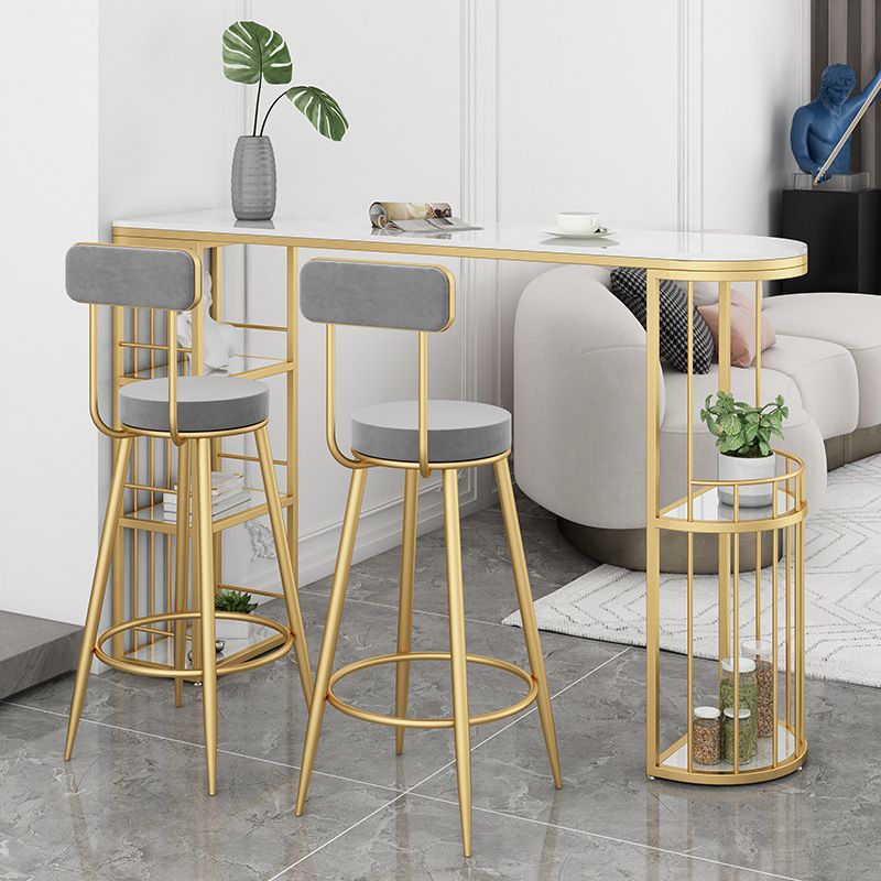 Modern Style Bar Table Set 1/3 Pieces Stone Bar table with Upholstered Stools