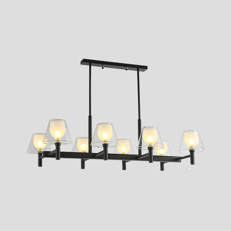Industrial Island Light Glass Pendant Lighting Fixture for Dining Room