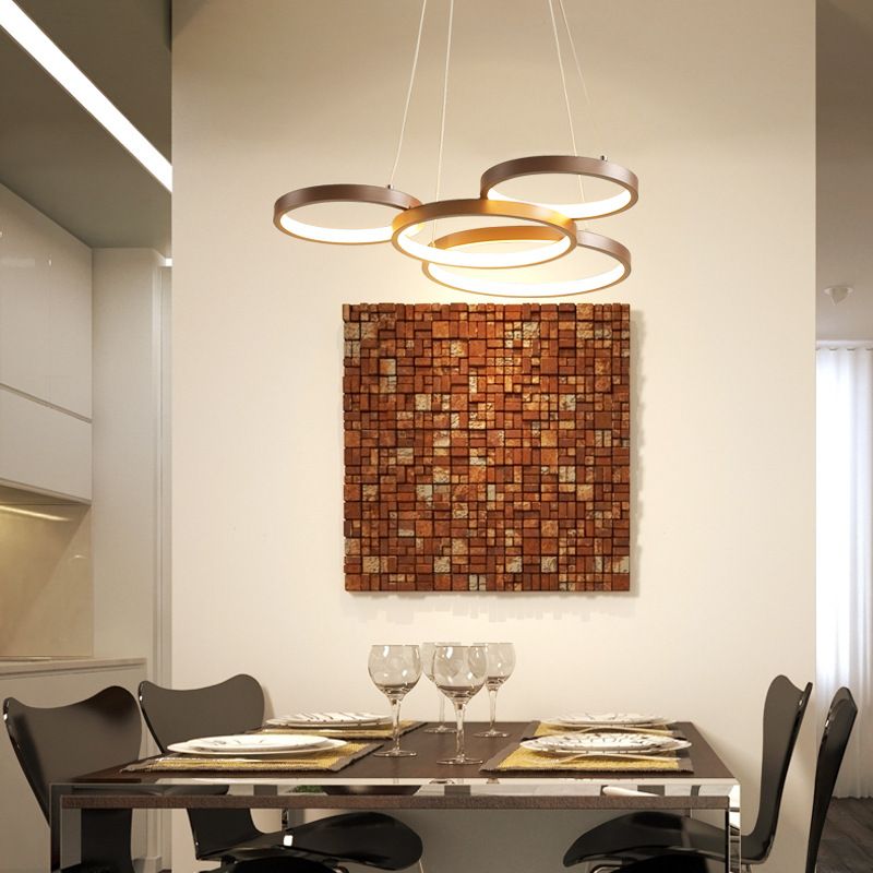 Metalen ringverhangverlichting Moderne stijl Multi -lichten kroonluchter lamp