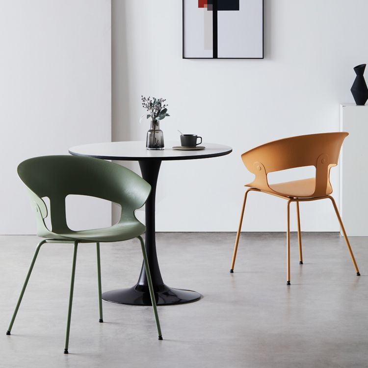 Contemporary Metal Legs Dining Chairs Plastic Open Back Dining Side Chair