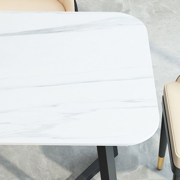 Zeitgenössischer Sinterstein Standard Ess -Set Schwarz -Weiß Rechteck Form Essset für Küche