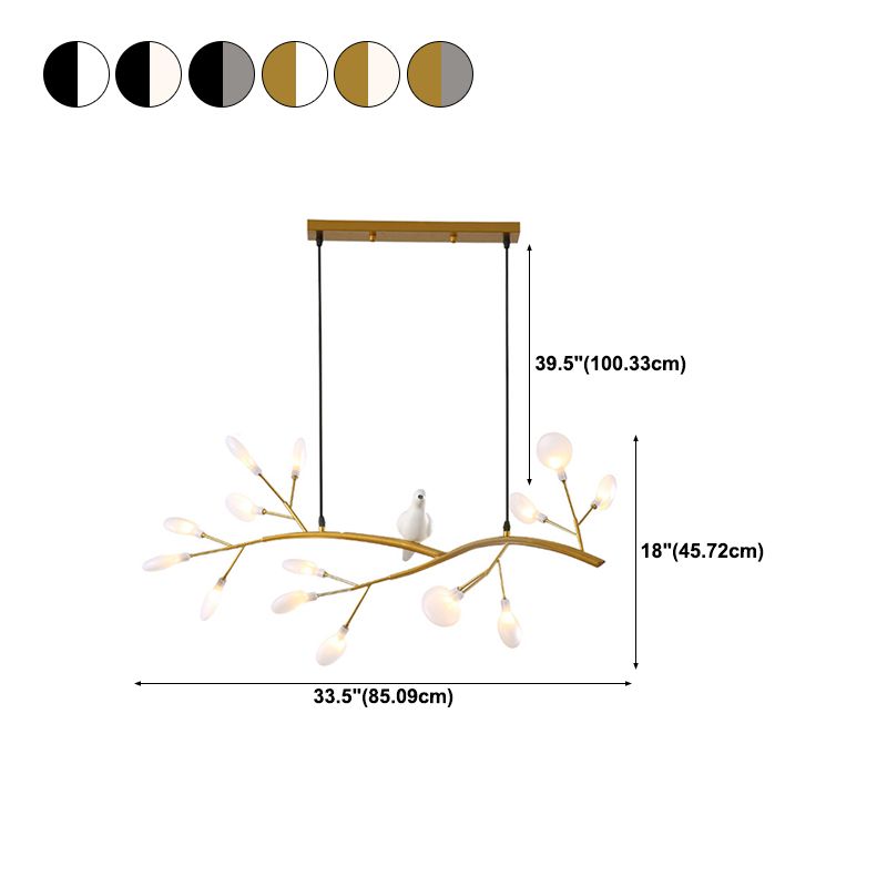 Nordic Style Iron Hanging Lamp Branch Shape Island Light Fixture for Bar (Included Bird)