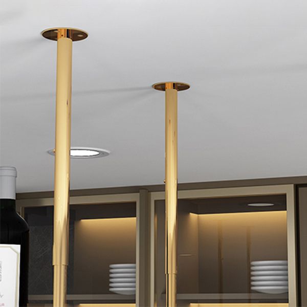 Gold Metal Kitchen Wine Holder with Glass Holder & Storage Shelf