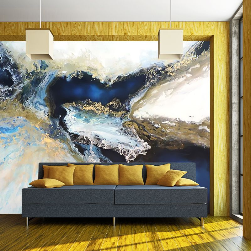 Blue-White Modern Art Murals Large Waterfall Oil Painting Wall Decor for Bedroom