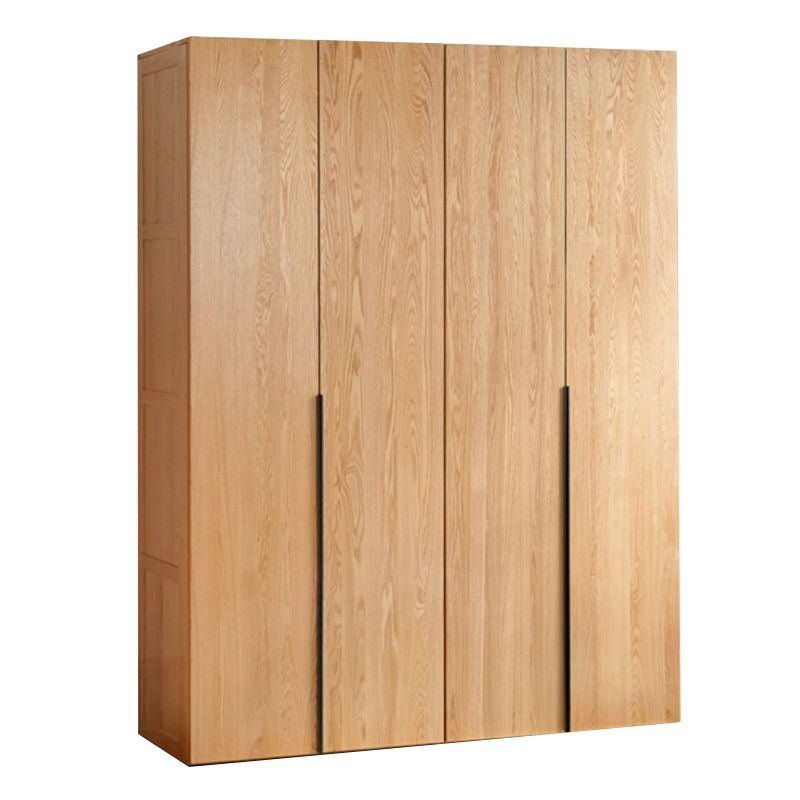 Solid Wood Frame Wardrobe Freestanding Wardrobe Armoire with Shelves and Clothes Rail