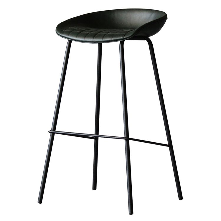 Industrial Leather Distressed Quilted Barstool Living Room Bar Stool with Bucket Seat