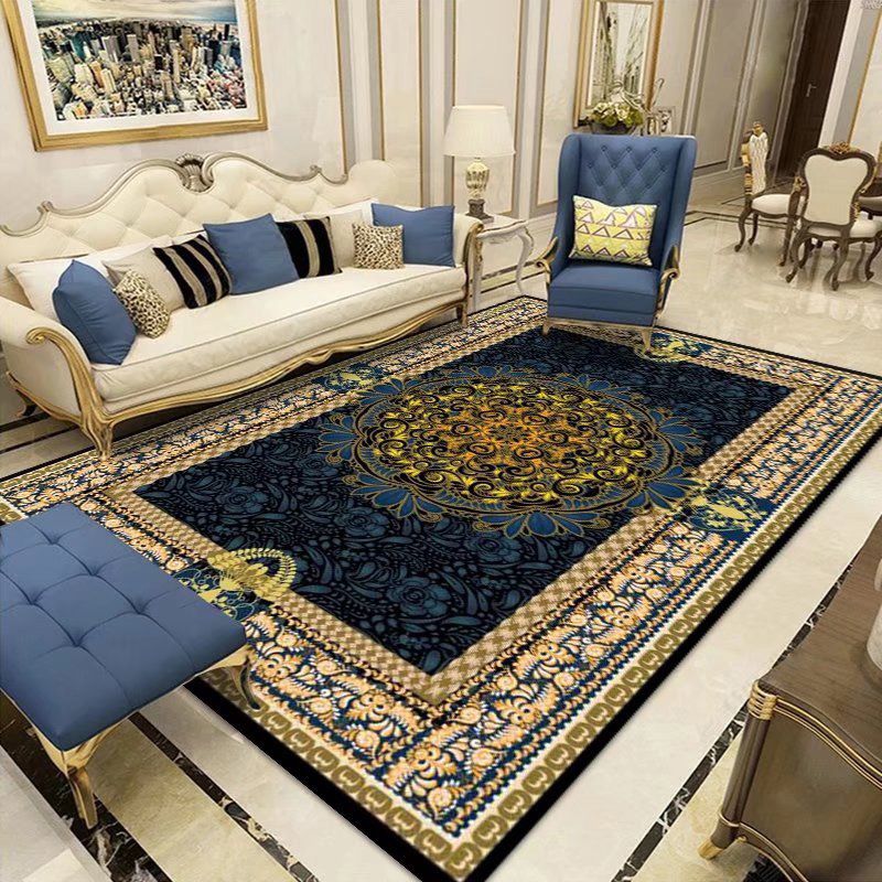Wine Red Luxury Rug Polyester Modern Rug Non-Slip Backing Rug for Drawing Room