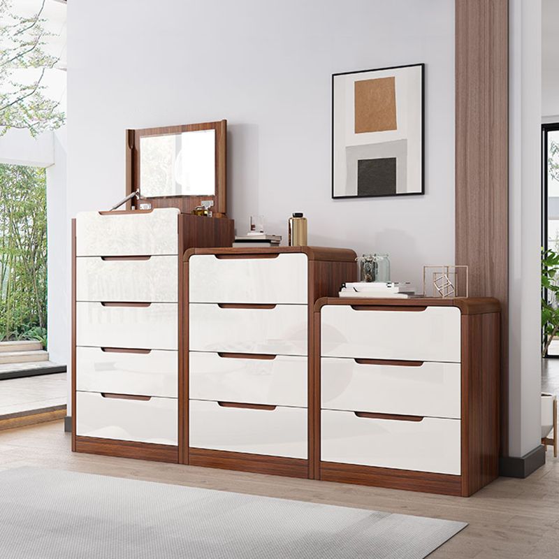 Contemporary Wooden Storage Chest Vertical Bedroom Chest with Drawers