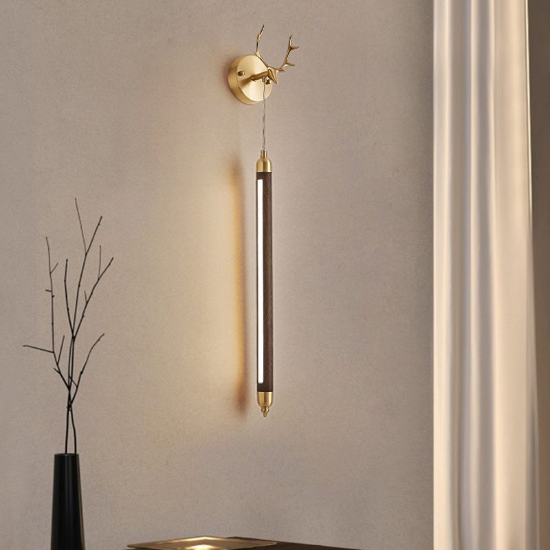 Modernism Wooden Shade Wall Lighting 1-Light Wall Mount Light for Foyer