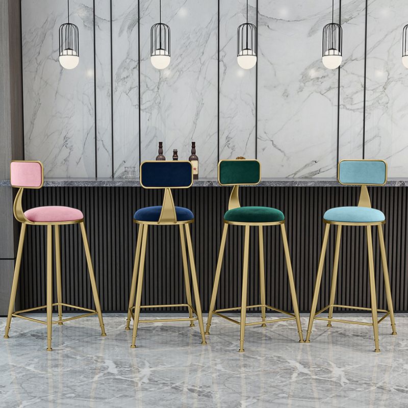 Scandinavian Armless Metal Frame Bar Stool Low Back Upholstered Bar Stool