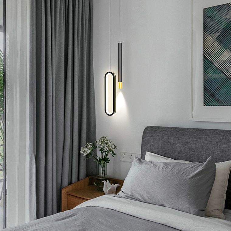 Modern Lighting Rectangle Shaped Black Metal Pendant Light 14W Led Drop Light