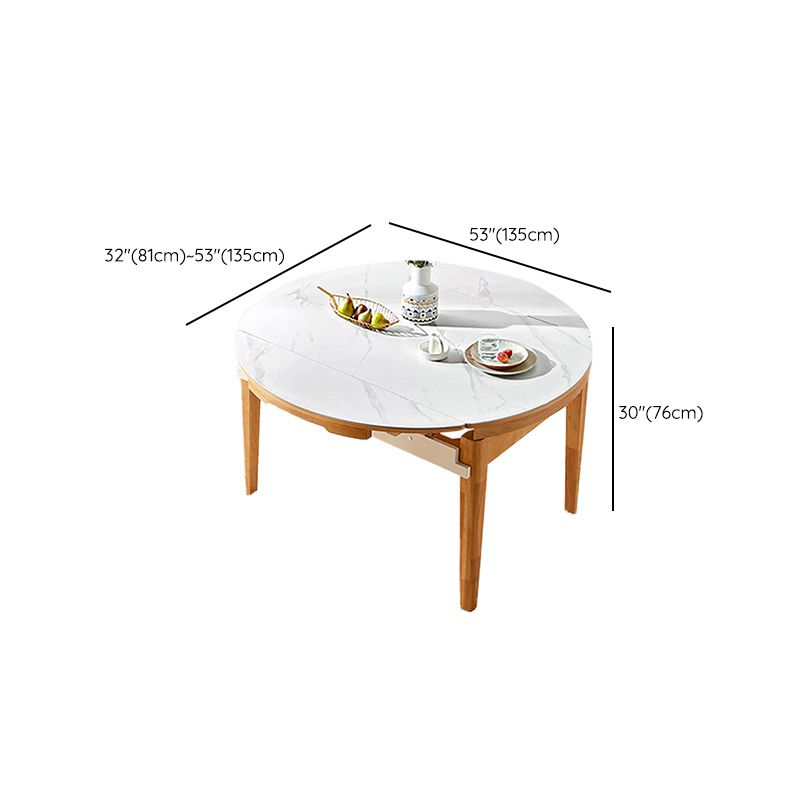 Stone Top Dinette Table with Wooden Frame Modern White Home Dining Table