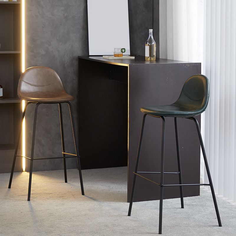 Leather Bar Stool Modern Backrest Counter Stool for Bristol with Metal Base