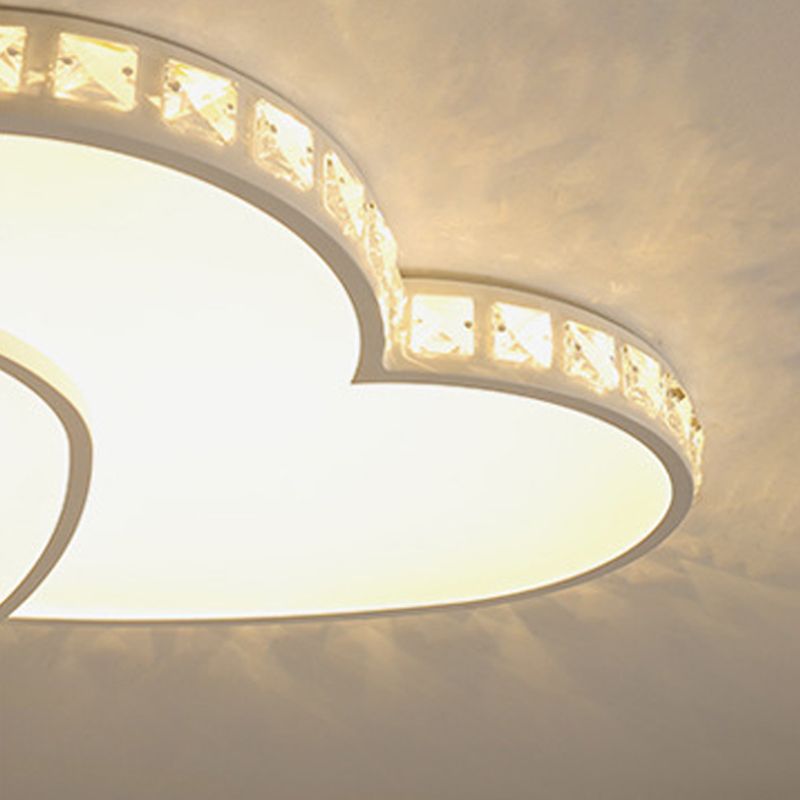 White LED Ceiling Light in Modern Luxury Style Heart-Shaped Flush Mount with Acrylic Shade