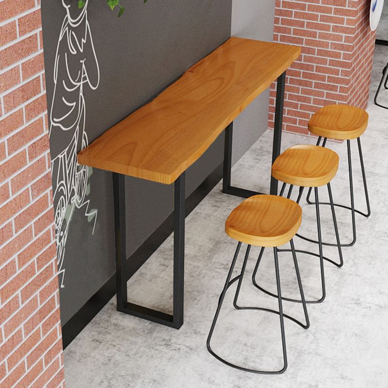 Rectangle Sled Base Solid Wood Bar Table for Kitchen Dining Room