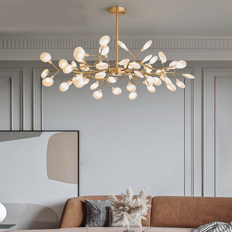 Gold Firefly Pendant Light in Modern Creative Style Copper Indoor Hanging Lamp with Glass Shade